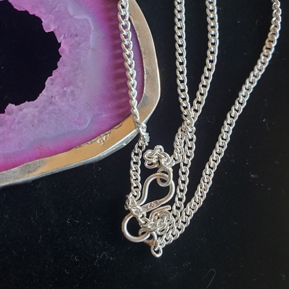 New Pink Agate Druzy & Citrine Silver Necklace. - Picture 5 of 16